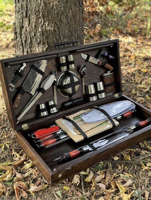 Набір шампурів в кейсі на подарунок! Ручна робота! Супер якість!