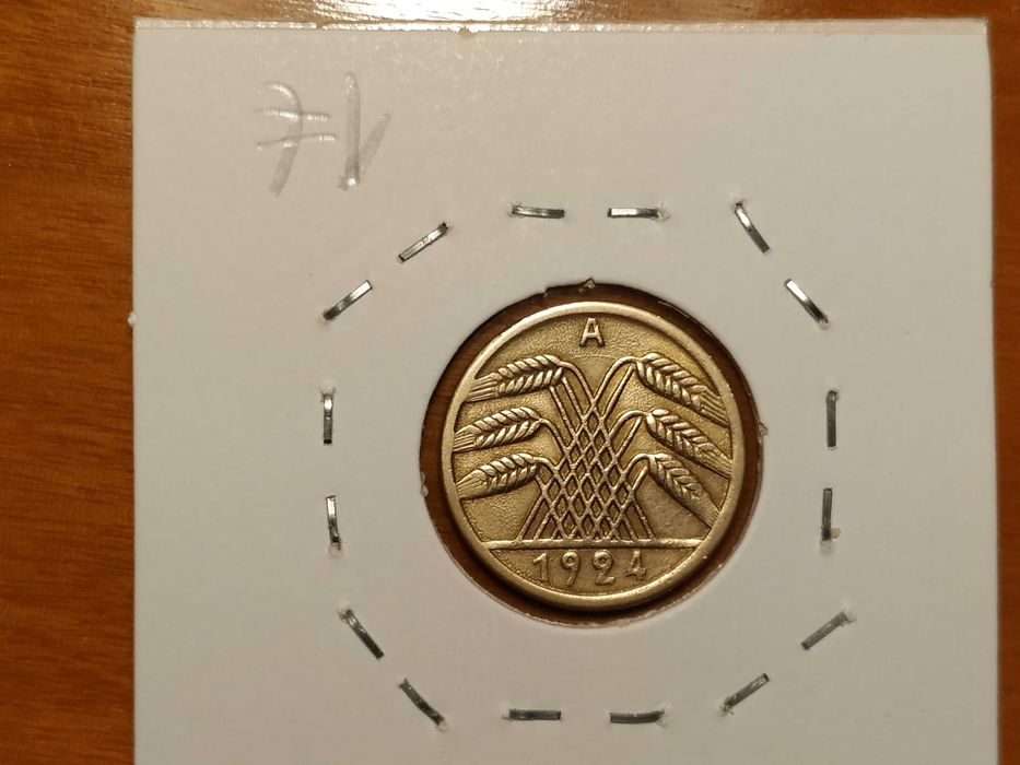 Alemanha - moeda de 5 rentenpfennig de 1924 A (plantas)