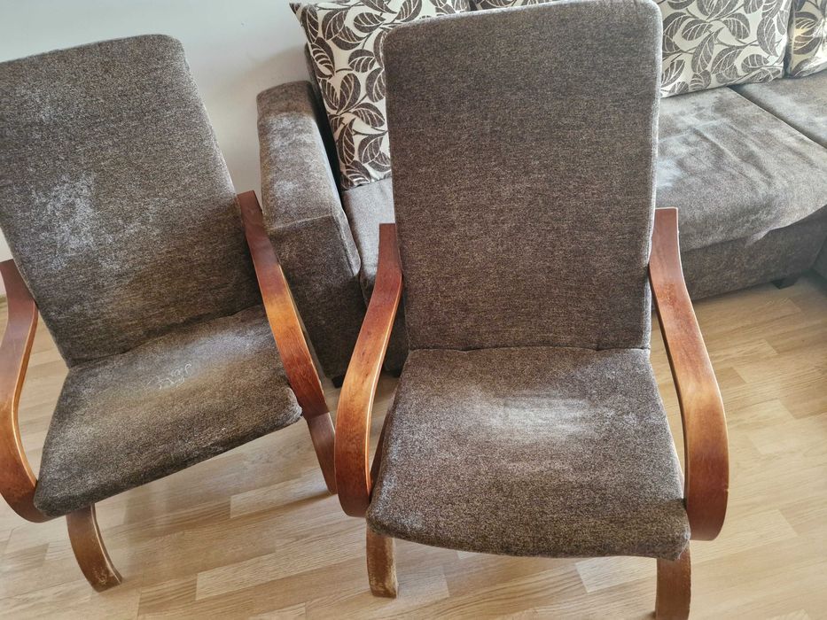 Narożnik pufa 2 x fotel komplet gratis stolik kawowy