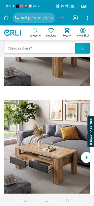 Ława stolik kawowy MONO dąb wotan beton chicago