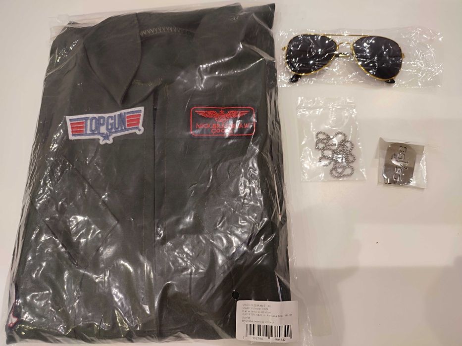 Strój, przebranie pilota Top Gun + okulary + nieśmiertelnik