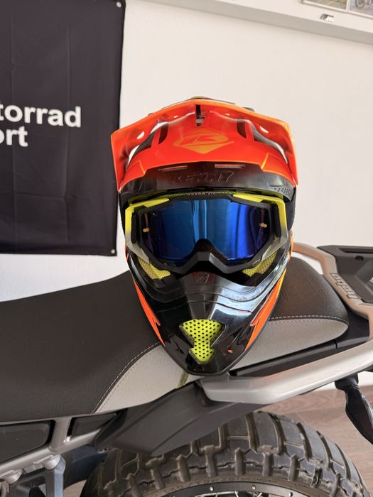 Capacete KLY Cross / Enduro M  Laranja + Viseira Espelhada