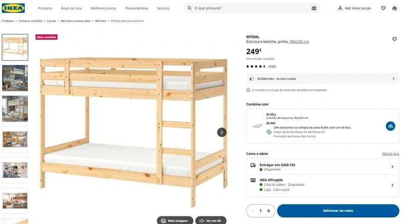 Beliche Ikea 90x200