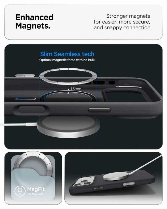Чехол Spigen Silicone Fit MagFit для iPhone 17 Pro/18 Pro и 17 Pro Max/18 Pro Max - Black