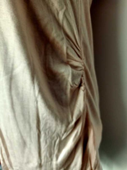 Bluzka tunika top pudrowy róż z falbanką