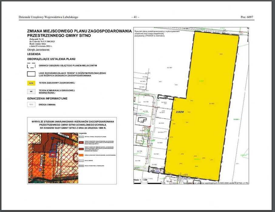 Działka budowlana Jarosławiec 4km od Zamościa na osiedlu - Widok 5