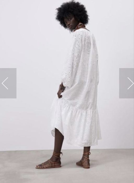 Белое платье Zara с прошвы сукня zara з прошви S/M