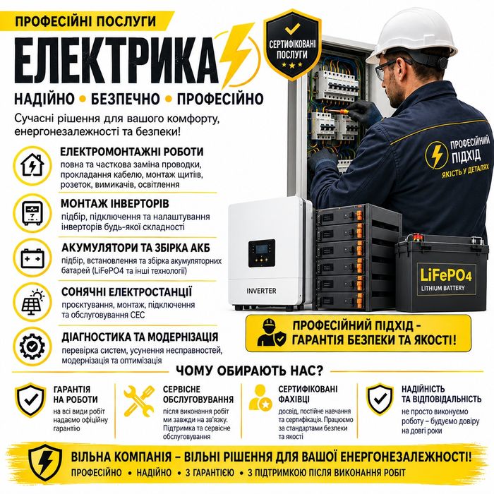 Електрик. Електромонтаж | Інвертори | АКБ | СЕС