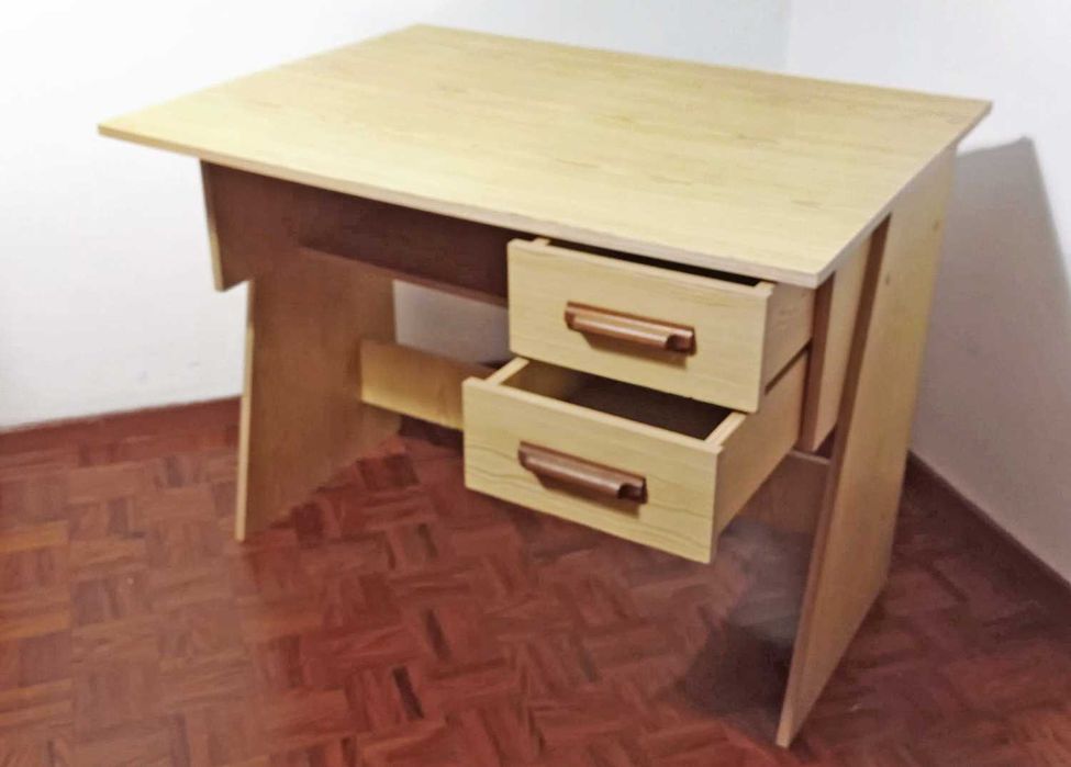 Secretária Cadeira Madeira 2 Gaveta Castanho Oferta