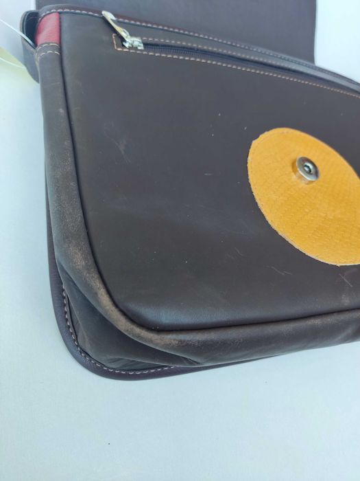 Torebka damska skórzana listonoszka brązowa czerwona