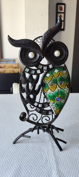 Metal owl with mosaic/pebbles