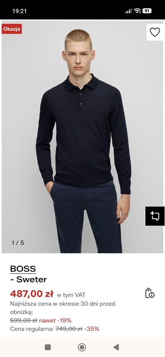 Sweter HUGO Boss 100% wełna