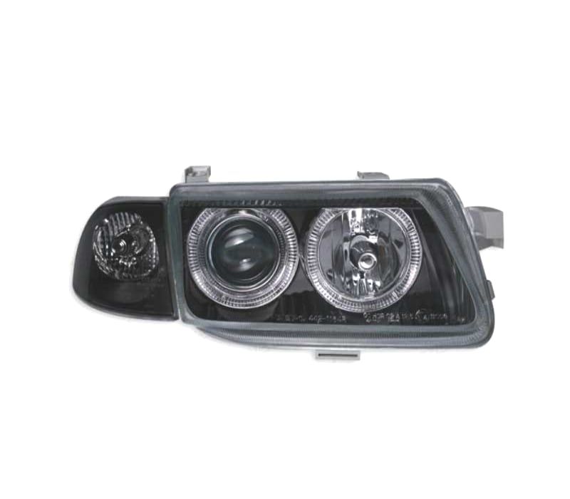 FARÓIS OPEL ASTRA F 94-98 ANGEL EYES FUNDO PRETO H1-H7
