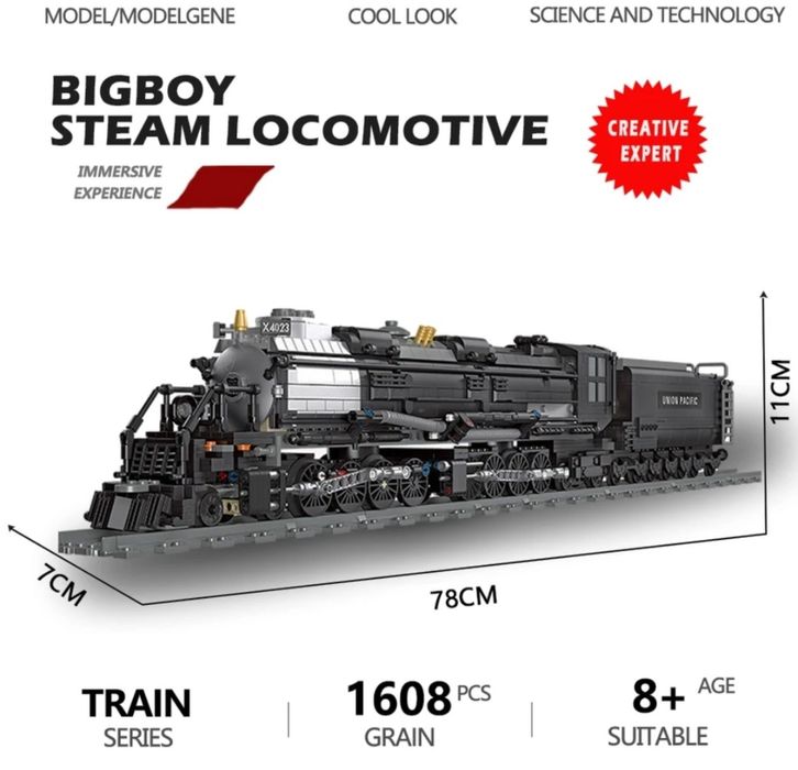 Конструктор  паровоз 1173шт локомотив BE 01 ( Совместим с LEGO ) .
