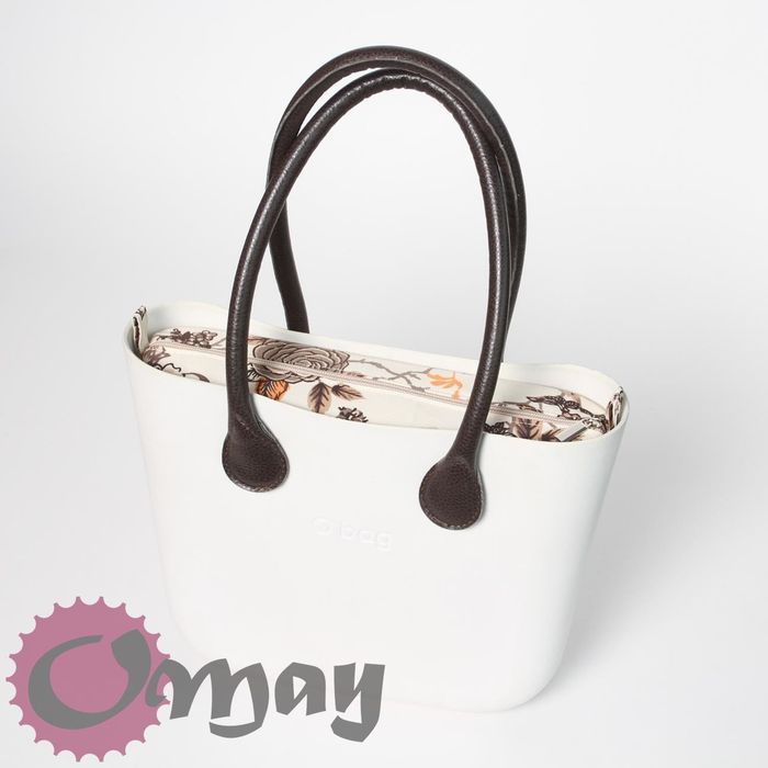 Beżowy organizer do OBAG MINI róże brązowe piasek 2 kieszenie OMAY