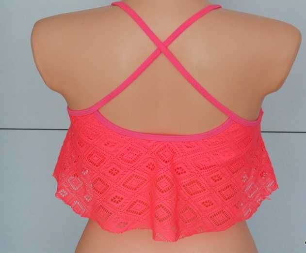 UNIQ neonowy miękki plażowy stanik z falbanką S/M