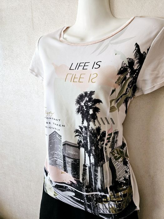 Koszulka T-shirt L 40 lato stradivarius nadruki