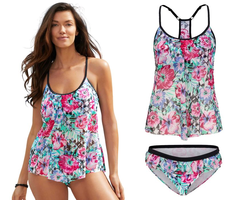 P14T Bonprix tankini komplet strój kostium kąpielowy dwuczęściowy 42