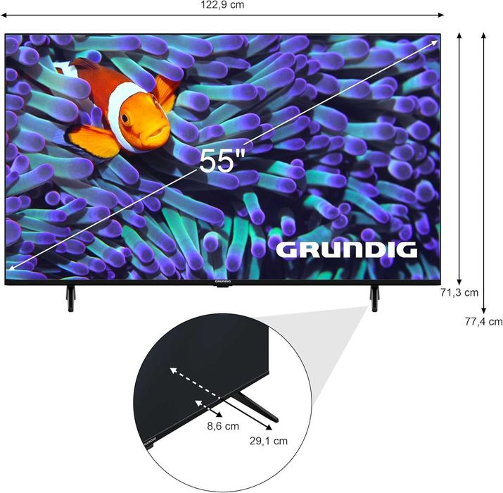телевізор GRUNDIG 55 VOE 73 55-дюймів, Android 11 TV, 4K UHD (2023)