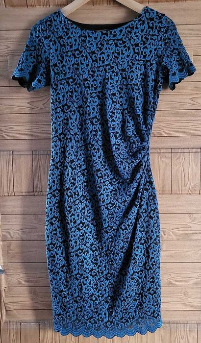 sukienka Orsay 38 M koronkowa z koronki morska wesele midi ołówkowa