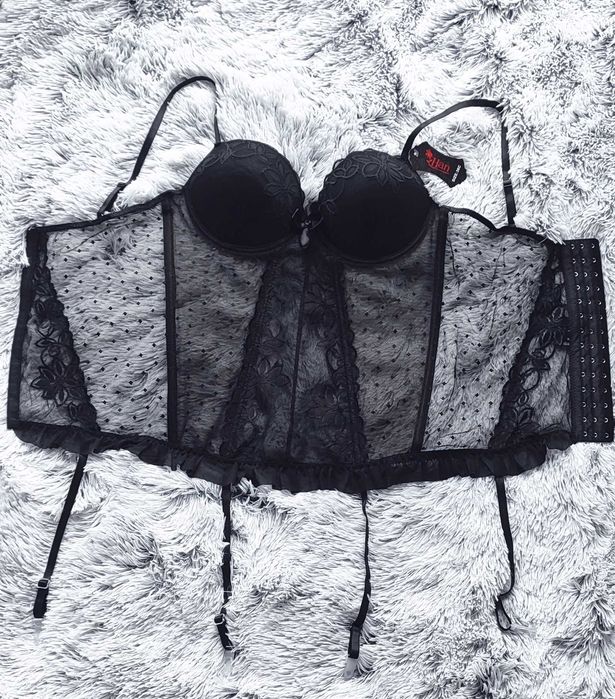 Seksowny gorset czarny black 80C