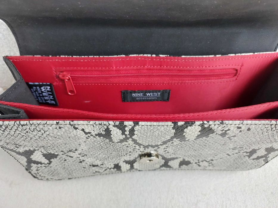 Torebka NINE WEST-wężowa skórka-szaroczarna  jak nowa InPost