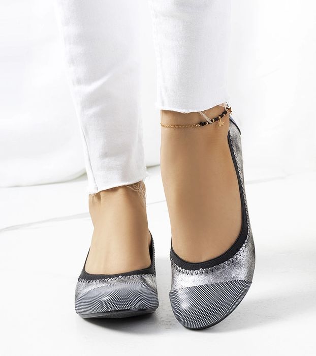 Srebrne baleriny w groszki Marlin