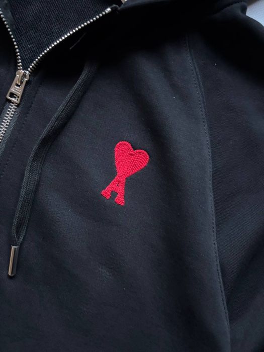 Зип-худи Ами черная мужскя на молни Кофта Ami черная Худи Ами Худи Ami