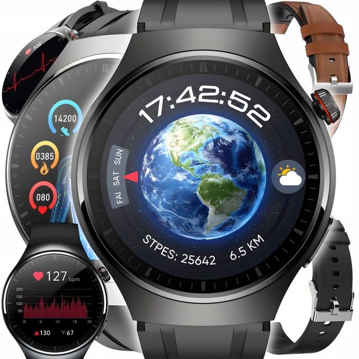 Smartwatch Zegarek Męski Ekg Pomiar Cukru Hrv Rozmowy 3 Paski Szkło Me