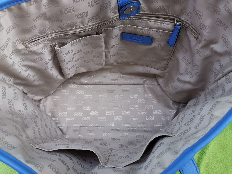 Nowa torebka shopperka Michael Kors chabrowa skóra saffiano plus grati
