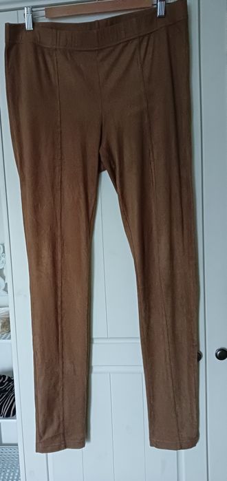 Legginsy z zamszu welurowego w kolorze miodu