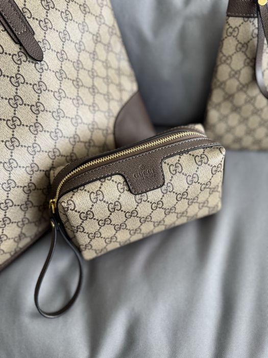 Сумка шопер тоут Gucci комплект косметичка гаманець клатч гуччи GG