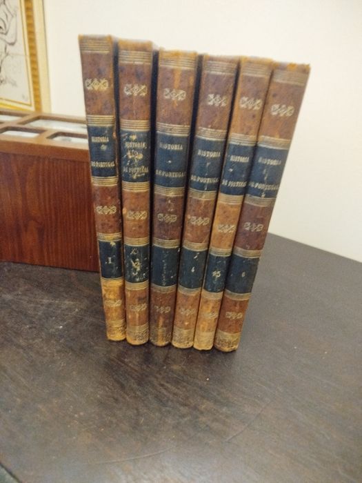 História de Portugal (1876) - 6 Vols. Completo - Encadernação Assinada