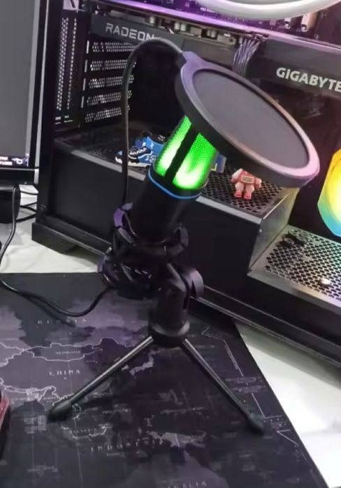 Usb Мікрофон з RGB підсвічуванням для пк, ноутбуку