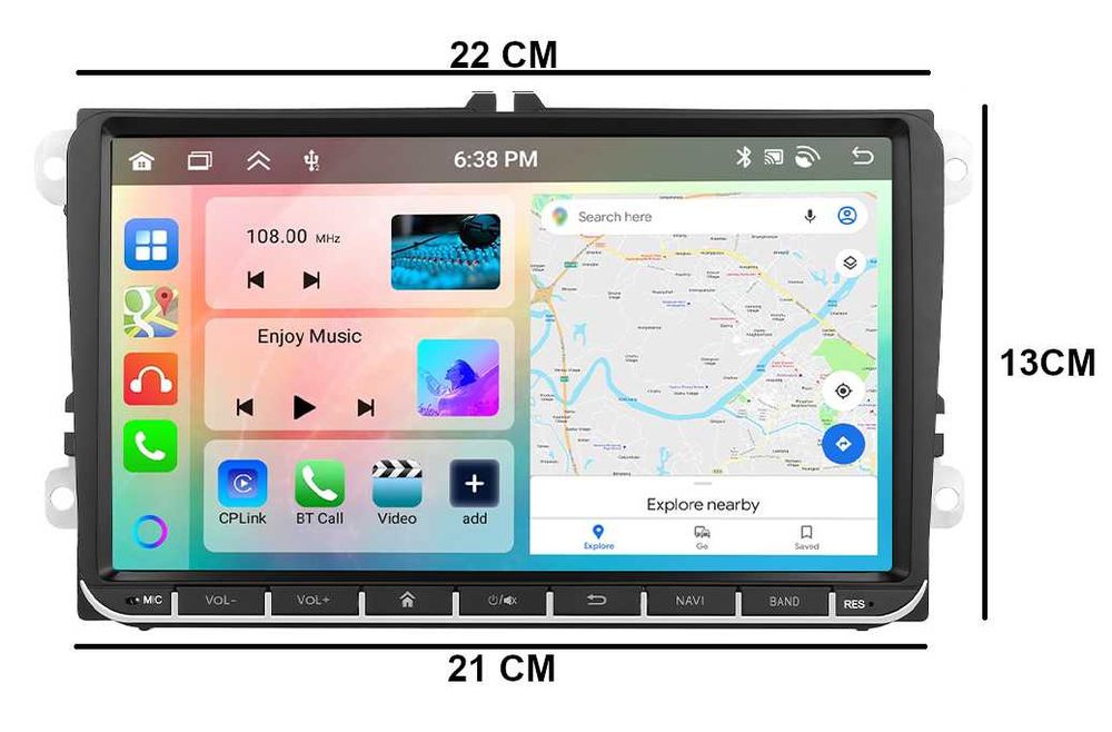 Radio Samochodowe Nawigacja Android 15 Apple Car DEDYKOWANE 4GB + 64 GB DLA VOLKSWAGEN + Kamera Cofania