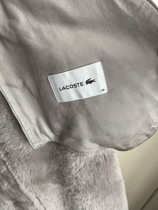 Lacoste kożuch naturalny  36 do kolan szary