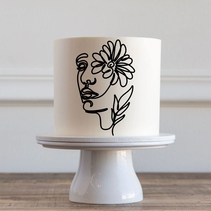 Toper na bok tortu twarz kobiety czarny plexi