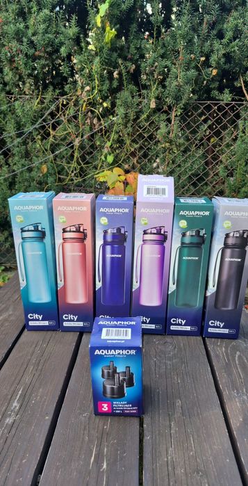 Aquaphor City butelka filtrujaca wodę wkłady zapas Nowa zieleń leśna