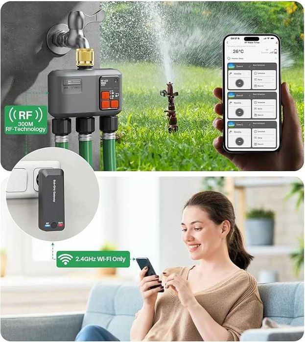 JOHGEE Komputer do Nawadniania WLAN 3 Technologia RF 300 m Alexa Smart Life