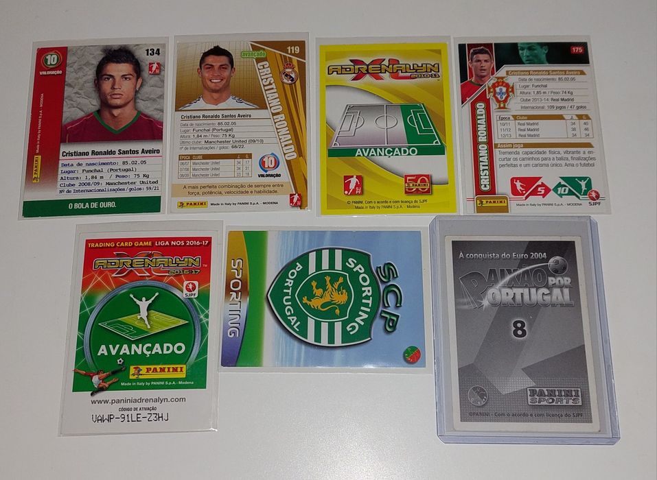 Cromos de Futebol: Ronaldo, Eusébio, Messi, Figo, Maradona e outros