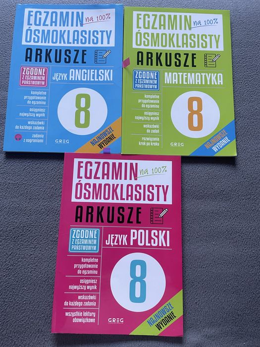 Arkusze e8 matematyka, język polski oraz język angielski