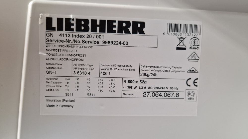 LIEBHERR GN 4113 NO FROST – 351 L – 8 SZUFLAD –  12-miesięczną gwarancją