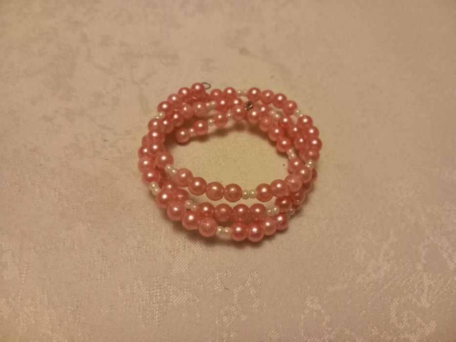 Branzoletka z perełek różowa/ lub naszyjnik