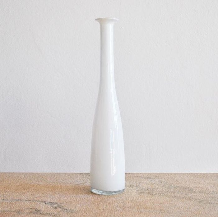 White glass vase, vaso vidro blanco