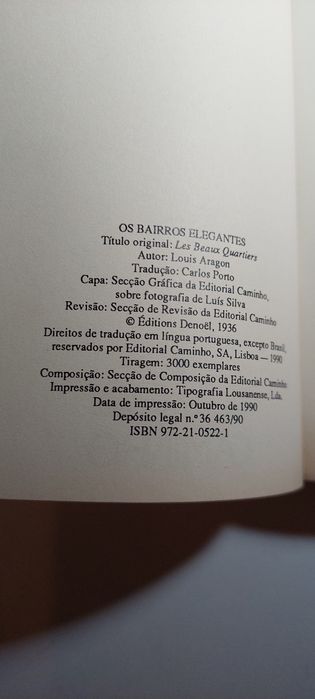 Os Bairros Elegantes - Louis Aragon (1990, Caminho)