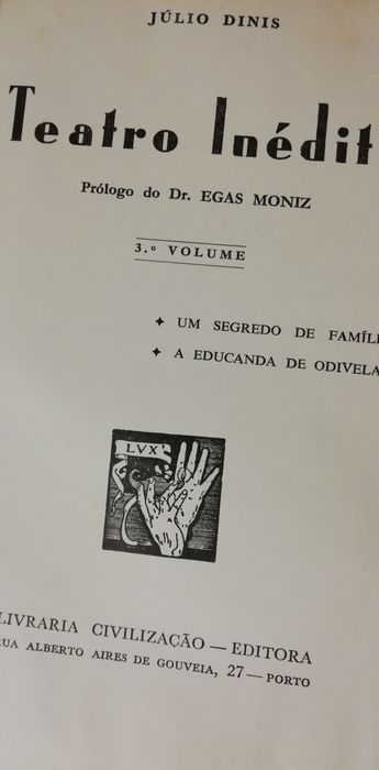 Livros Júlio Dinis Teatro Inédito vol 1, 2 e 3
