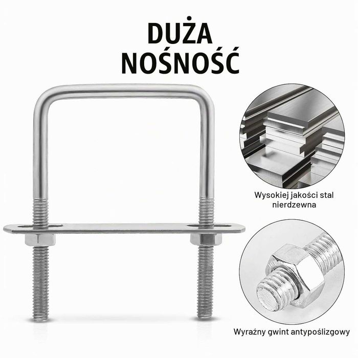 Śruba montażowa typu U 50x80mm 4 sztuki stal nierdzewna Nizirioo