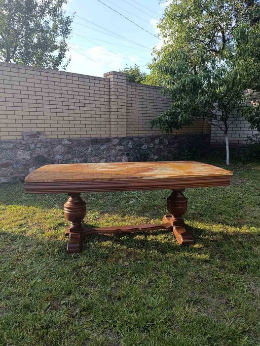 Журнальный стол дерево мрамор оникс