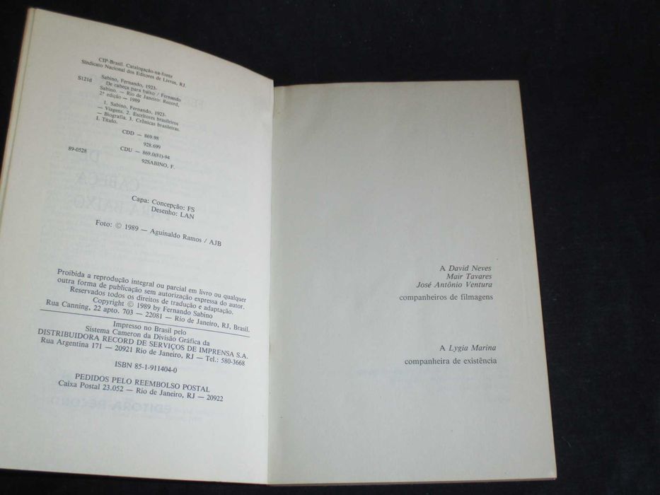 Livro De Cabeça para Baixo Fernando Sabino