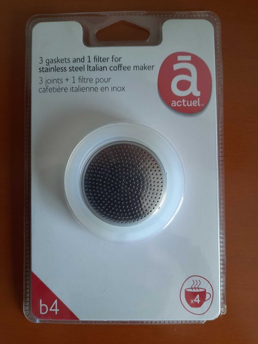 Kit 3 Juntas + 1 Filtro em inox para Cafeteira Italiana